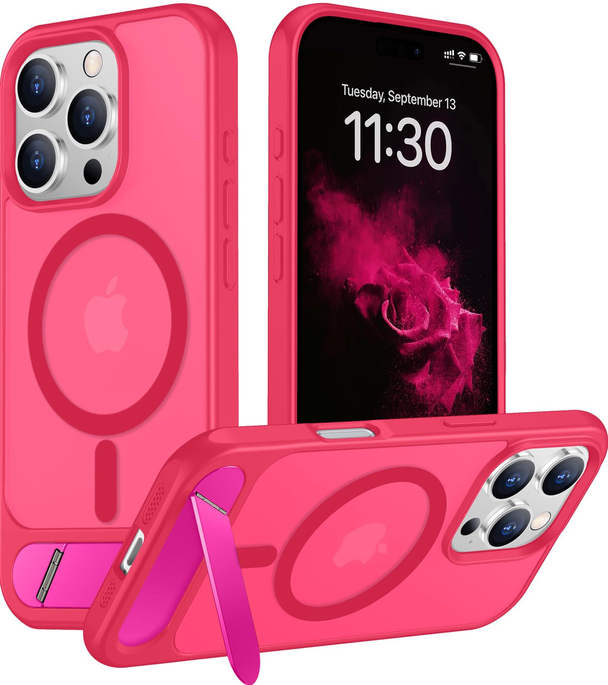 Temdan Magnetic Compatible with iPhone 16 Pro Max Case, [Built-in Invisible Kickstand][Compatible with MagSafe] [Military Grade Shockproof] Slim Translucent Matte Phone Case for iPhone 16 Pro Max 6.9"