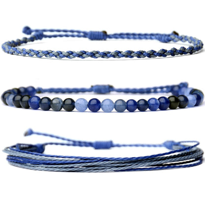 Mezcla Vida Handmade Natural Stone Beaded Healing Bracelet Gift for Men Adjustable Rope String Bracelet