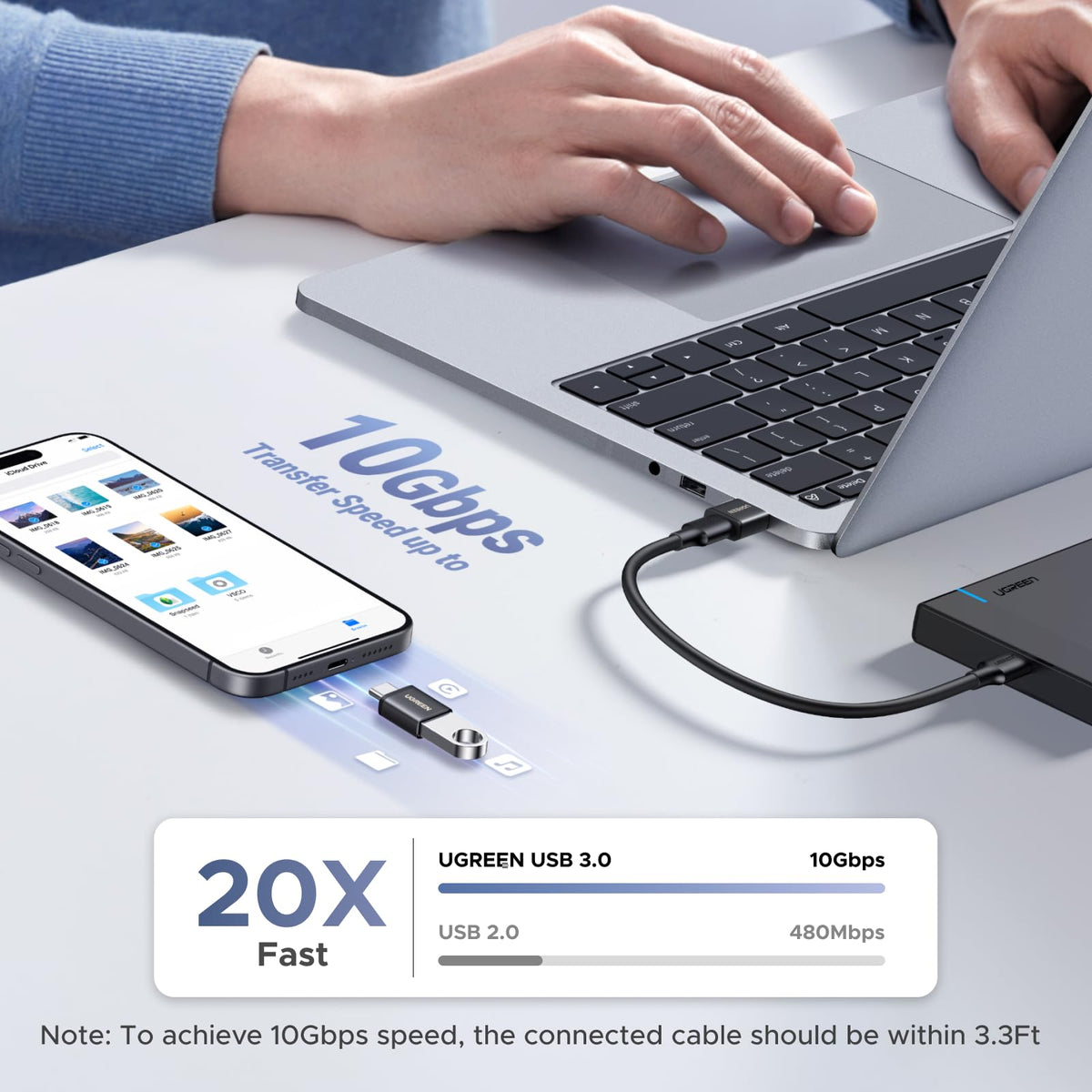 UGREEN USB to USB C Adapter Combo 4-Pack, 10Gbps USB C Converter Space Gray