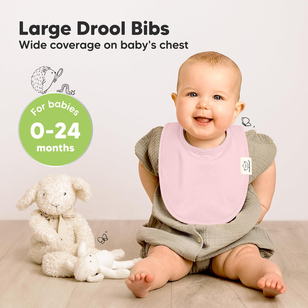 KeaBabies 8-Pack Organic Baby Bibs for Drooling and Teething (Sweet Charm)