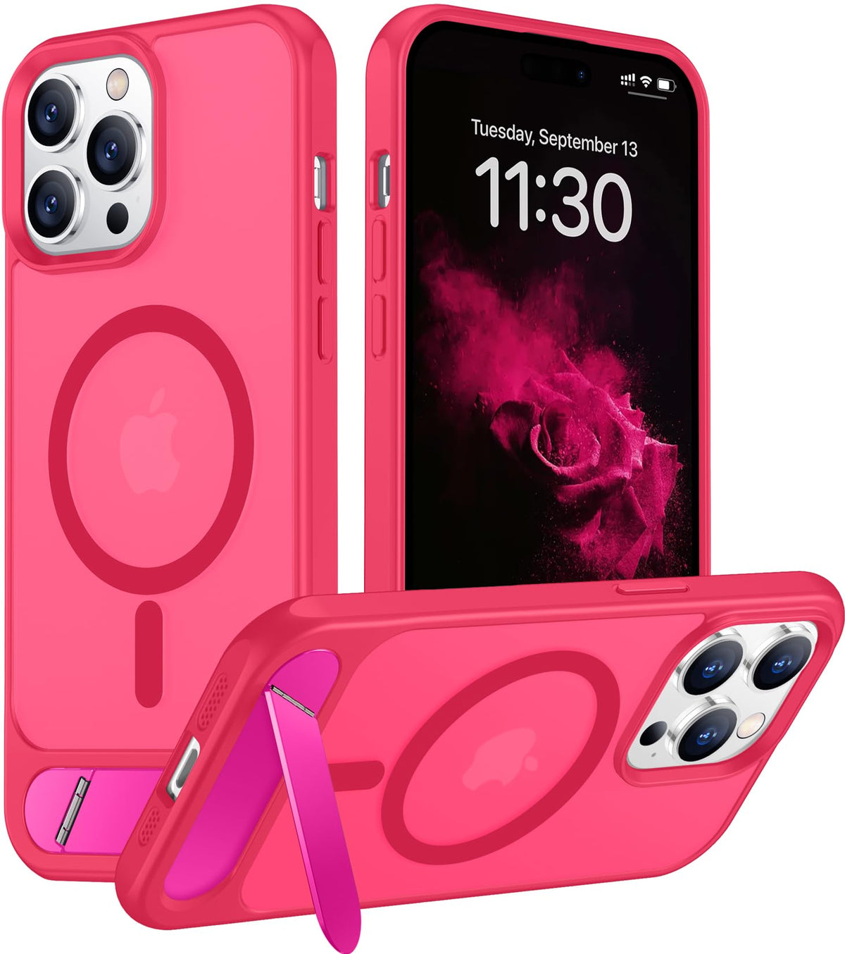 Temdan Magnetic Compatible with iPhone 16 Pro Max Case, [Built-in Invisible Kickstand][Compatible with MagSafe] [Military Grade Shockproof] Slim Translucent Matte Phone Case for iPhone 16 Pro Max 6.9"