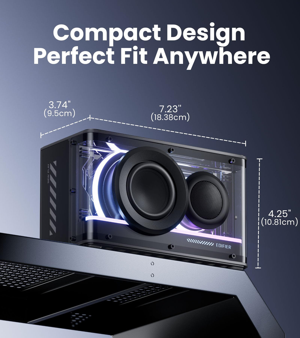 Edifier QD25 Bluetooth Speaker | Portable Desktop Audio, 25W (RMS) Dynamic Sound, Hi-Res Audio, Splendid Light Effects, 15H Playtime, Bluetooth 6.0, Wireless Stereo Pairing, White
