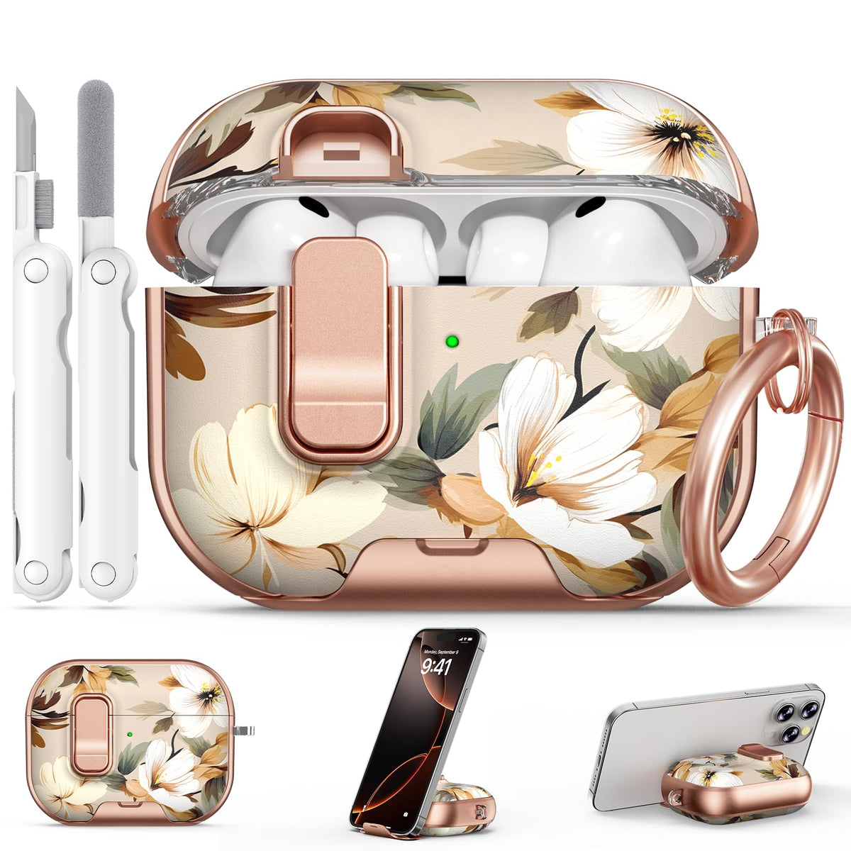 for AirPods Pro 2nd/1st Case (2023-2019)-Purple Bell Flower