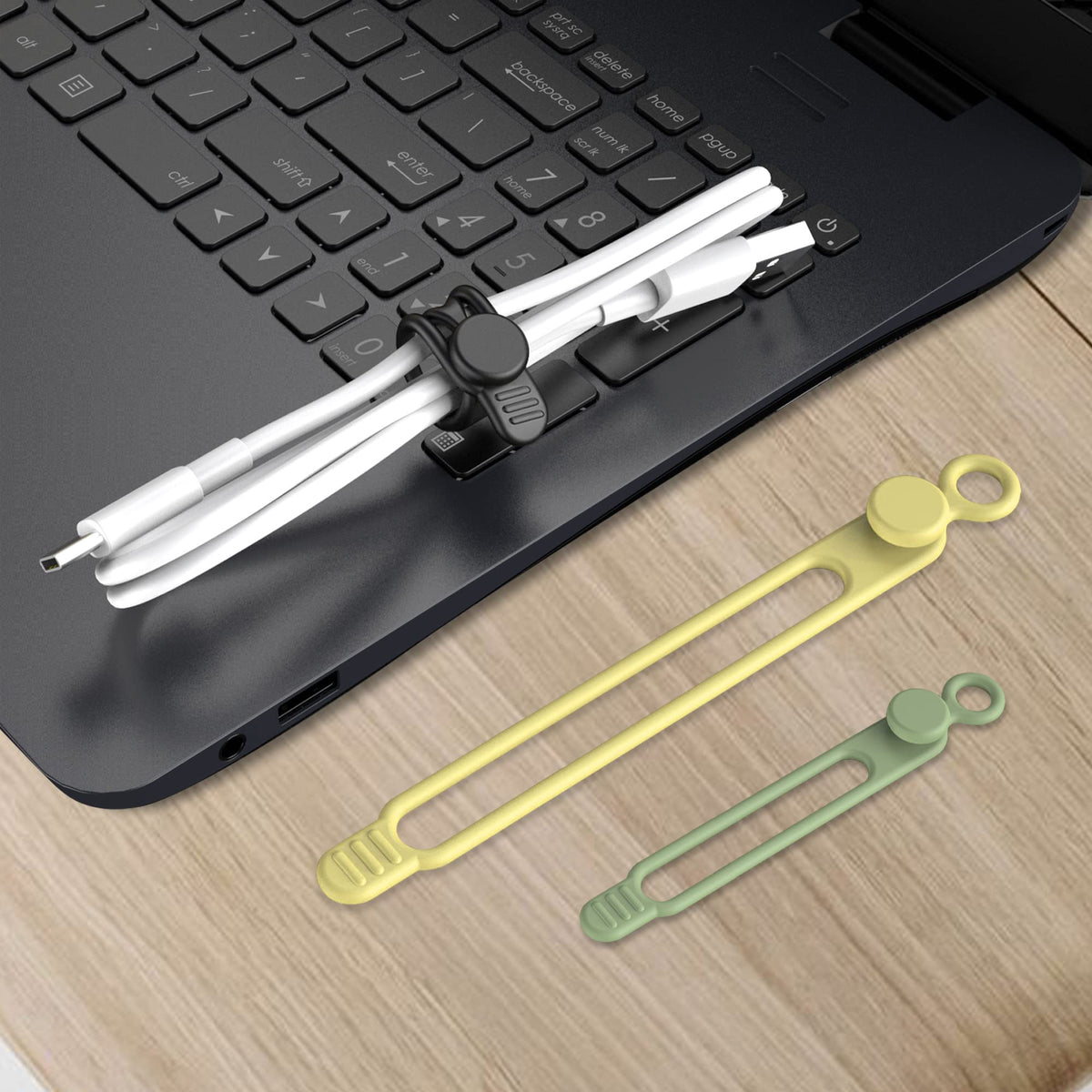 Silicone Cable Ties, Cord Organizer Cable Management,2Sizes-Grey