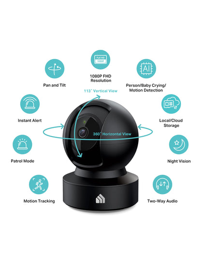 Kasa 2K+ Indoor Pan/Tilt Wired Security Camera, Baby & Pet Monitor, KC410S