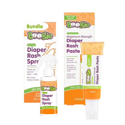 Boogie Diaper Rash Relief Bundle, No-Rub Spray & Maximum Strength Paste
