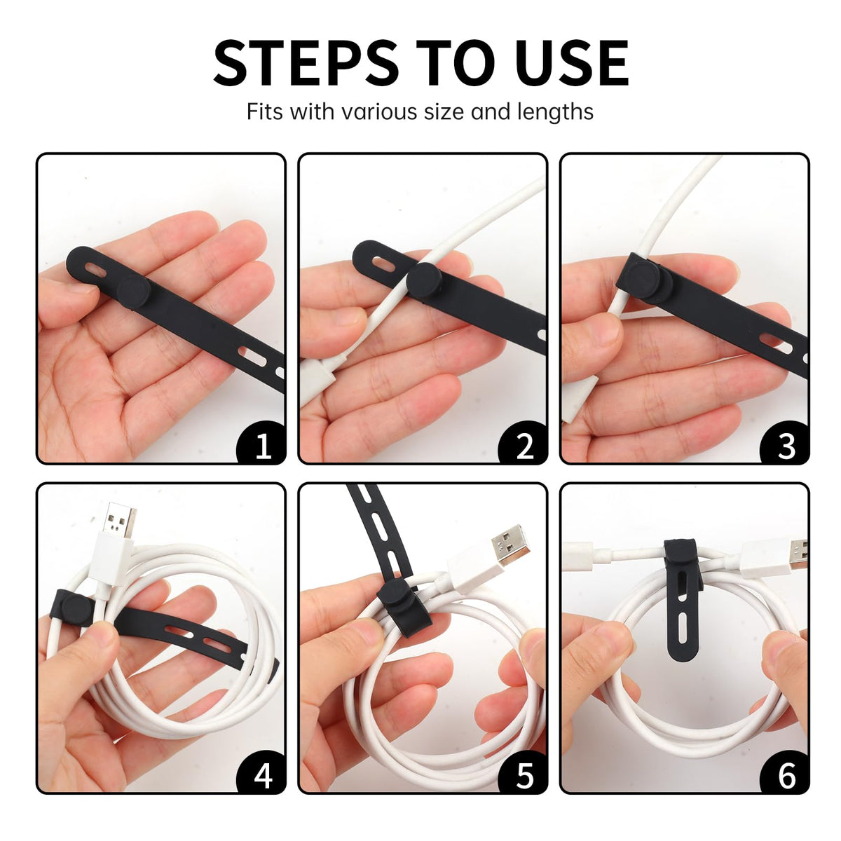 25 Pcs Silicone Cable Ties, Cable Ties Reusable, High Elasticity Cord Wraps for Electrical Cords, Cord Organizer for Earphone, Phone Charger(White)