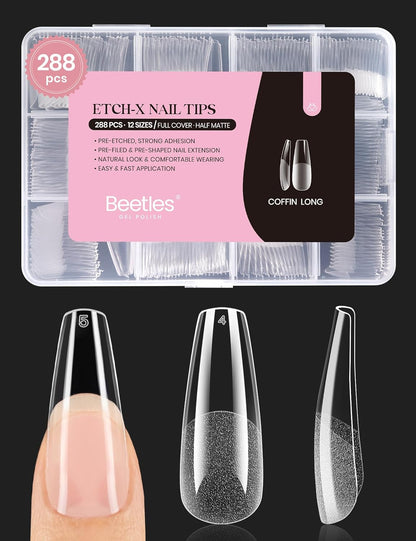 Beetles Soft Gel Nail Kit Almond Short 288pcs 12 Sizes Nail Tips with Glue