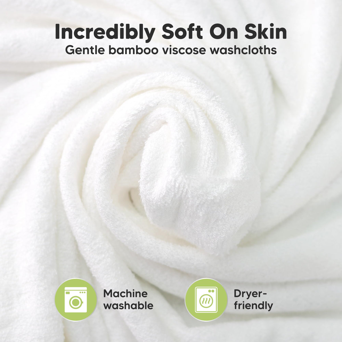 6-Pack Baby Washcloths, Soft Absorbent Washcloths for Face, Body (White)