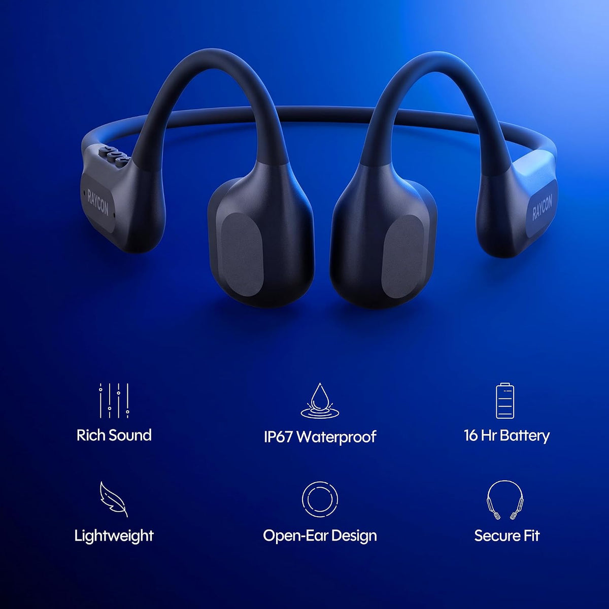 Raycon Everyday Bone Conduction Headphones, 2nd Gen, Black