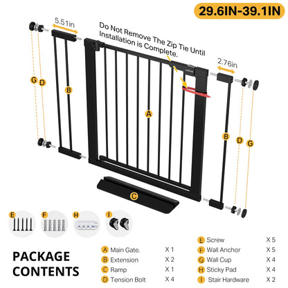 InnoTruth 27-36.6 in Wide Baby Gate for Stairs and Doorways, Black