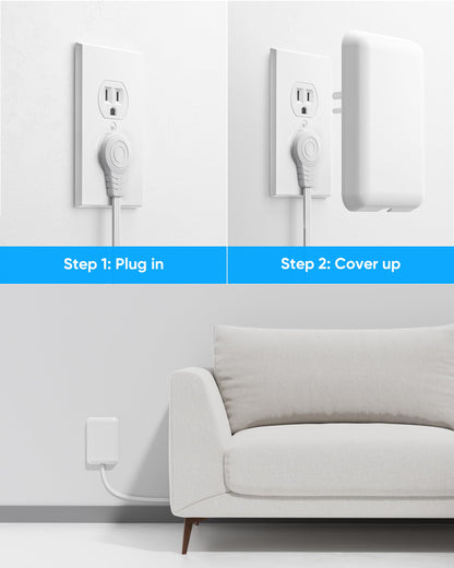 Split Extension Cord with Outlet Cover (10FT, Dual 5FT), Flat Plug Power Strip with 6 Outlets and 3 USB Ports, Outlet Extender for Tight Spaces