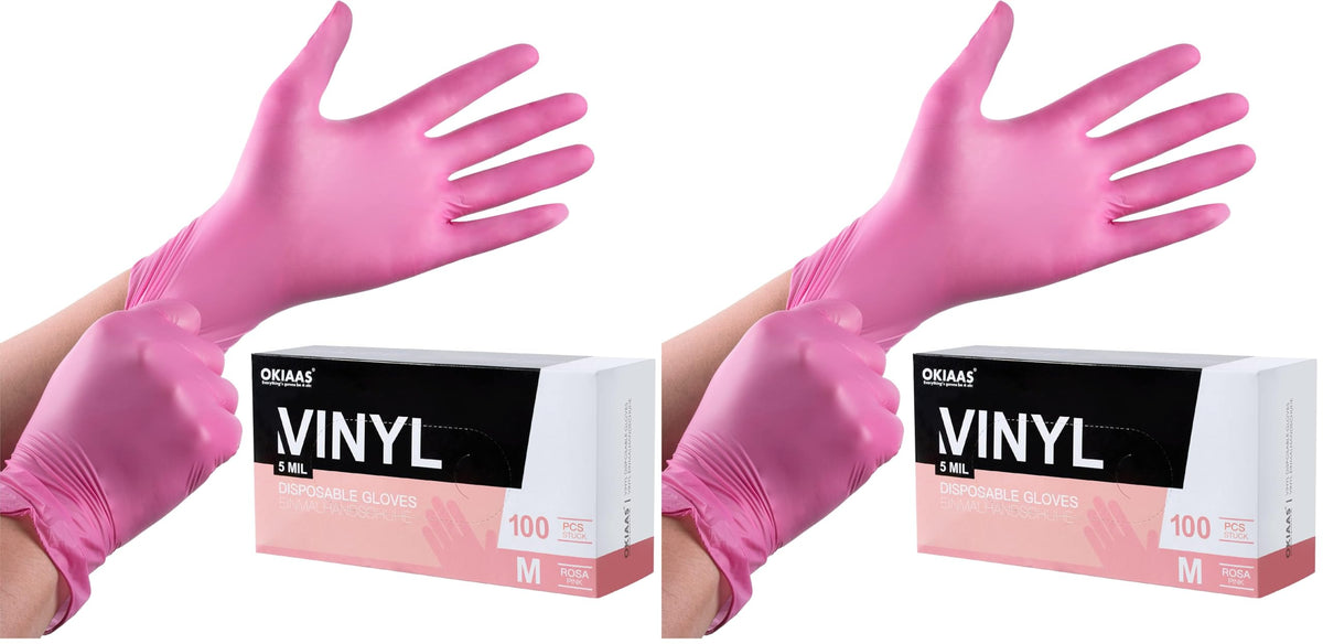 OKIAAS Vinyl Disposable Gloves, Latex-Free, Powder Free, Food Grade