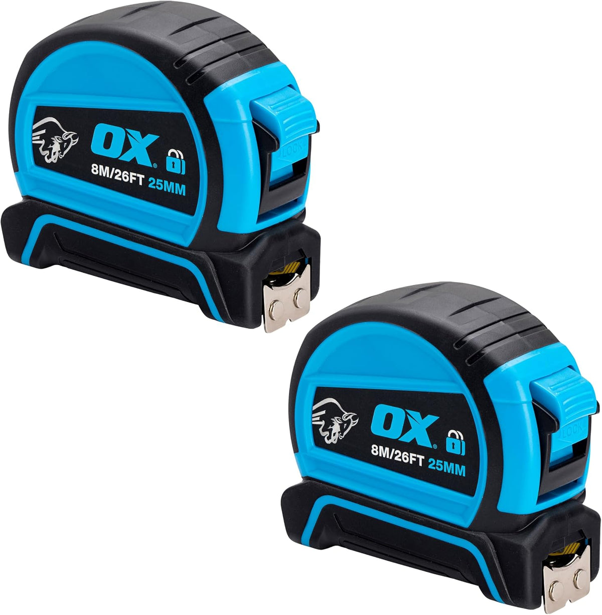 OX Pro Dual Auto Lock Tape Measure 5m, Magnetic Hook, Metric & Imperial