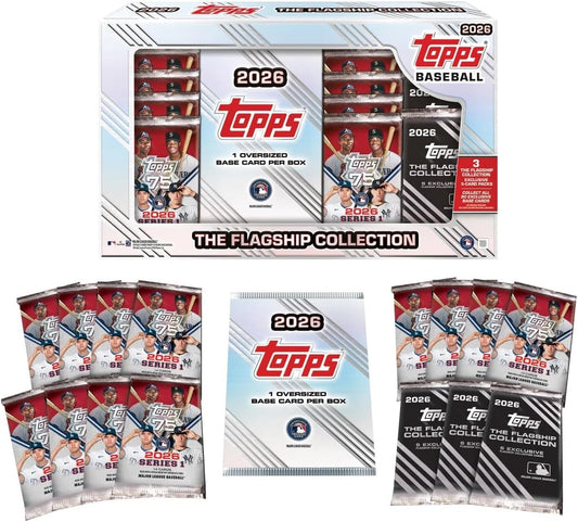 2026 Topps Baseball Series 1 Collection Box – 1 Oversized Base Card per Box + 3 Exclusive 5-Card Flagship Collection Packs