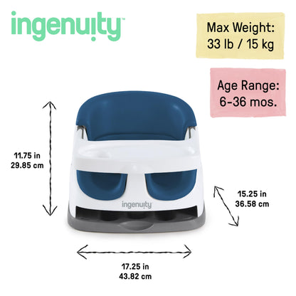 Ingenuity Baby Base 2-in-1 Booster Seat with Tray, Feeding & Floor Seat