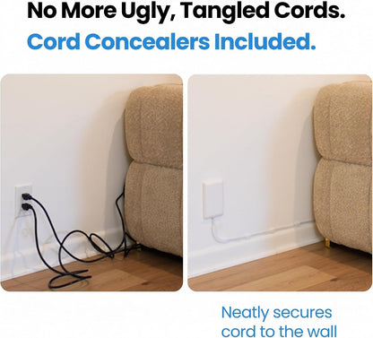 Sleek Socket Original & Patented Ultra-Thin Outlet Concealer with Cord Concealer Kit, Flat Extension Cord with Multi Outlets Power Strip, Ideal for Home Improvement, Hide Bulky and Messy Cords