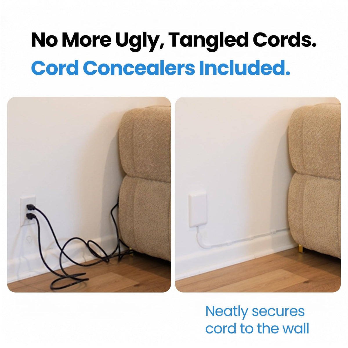Sleek Socket Original & Patented Ultra-Thin Outlet Concealer with Cord Concealer Kit, Flat Extension Cord with Multi Outlets Power Strip, Ideal for Home Improvement, Hide Bulky and Messy Cords