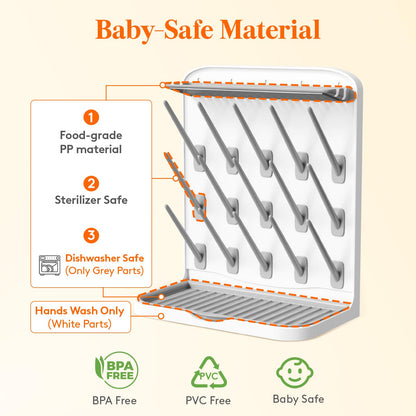 Lifewit 10-Hooks Baby Bottle Drying Rack for Countertop, BPA Free