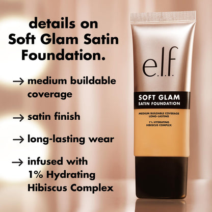 e.l.f. Soft Glam Satin Foundation, Medium Coverage, 43 Tan Cool
