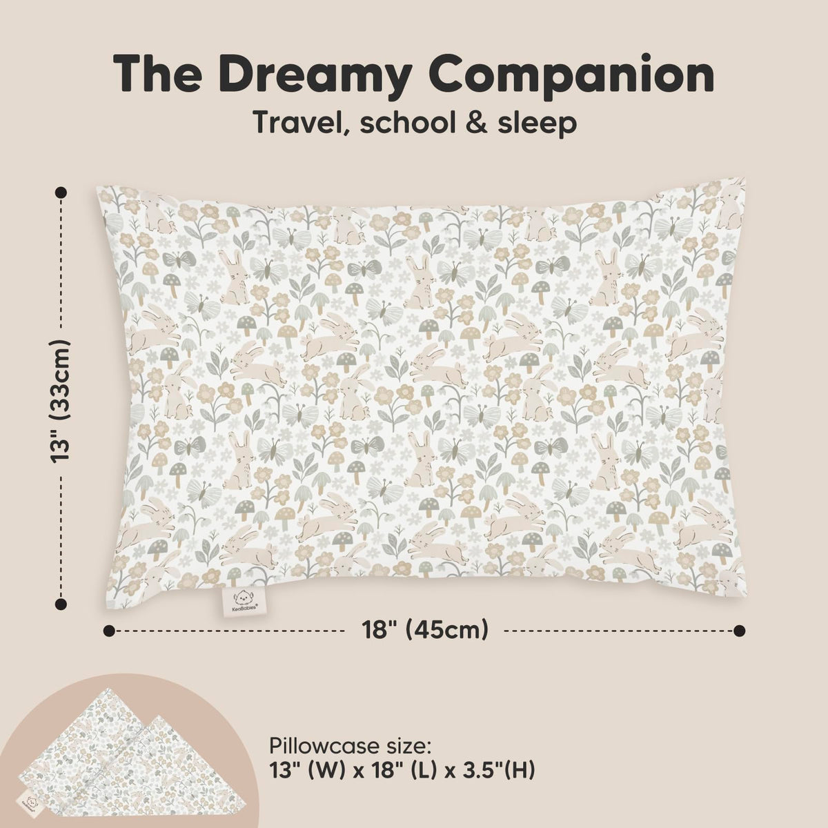 Toddler Pillow with Pillowcase 13x18 My Little Dreamy Pillow(Jolly Rainbow)