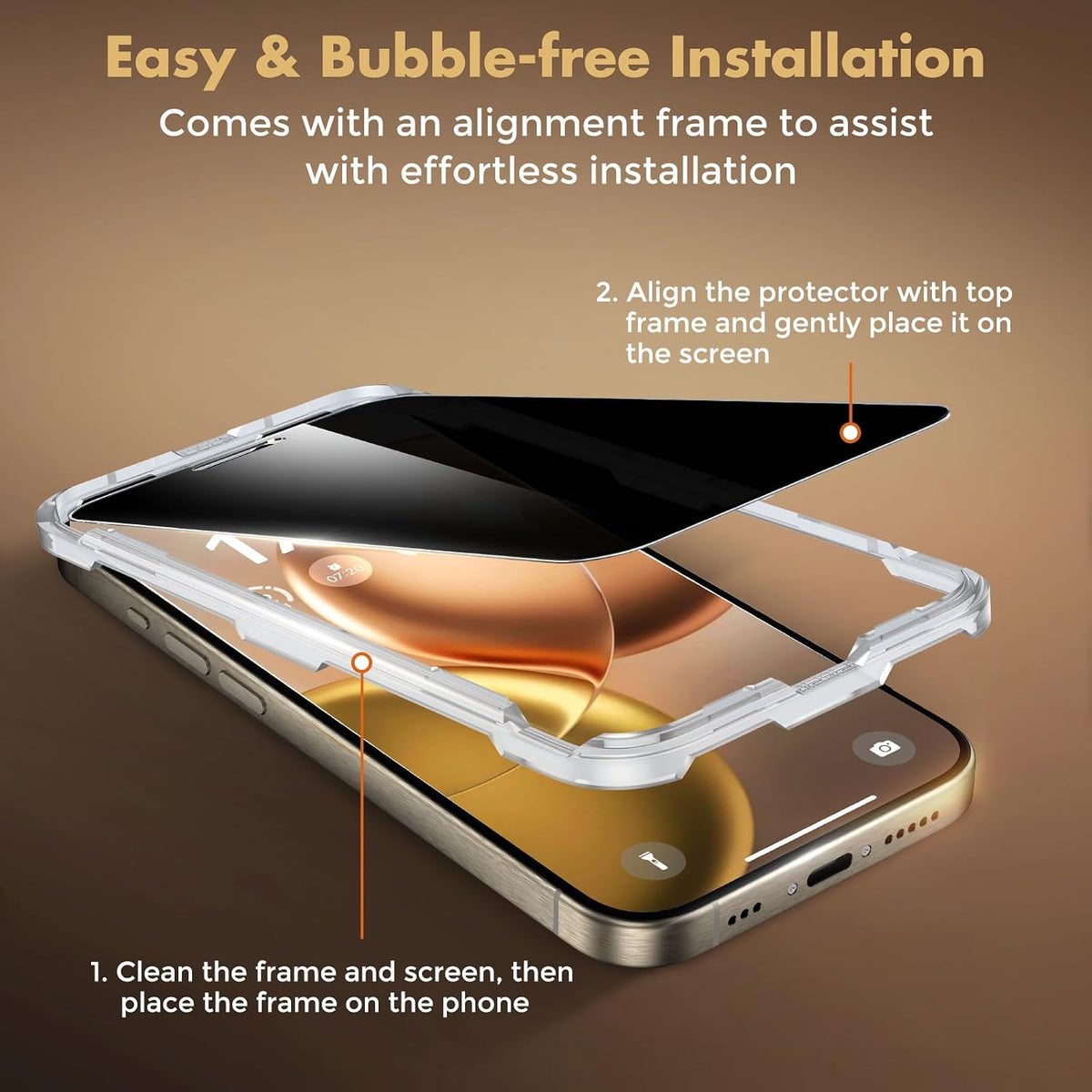 UNBREAKcable Privacy Screen Protector for iPhone 15, Full Coverage