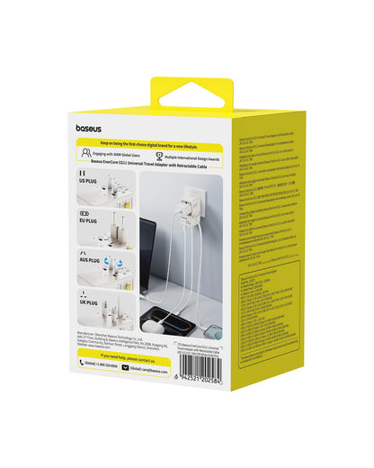 Baseus 70W Universal Travel Adapter, 6-in-1 International Plug Adapter