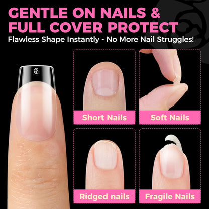 UNA GELLA Short Sharp Square Nail Tips 504pcs X-Soft Flat Square Nails