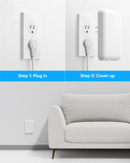 Split Extension Cord with Outlet Cover (10FT, Dual 5FT), Flat Plug Power Strip with 6 Outlets and 3 USB Ports, Outlet Extender for Tight Spaces