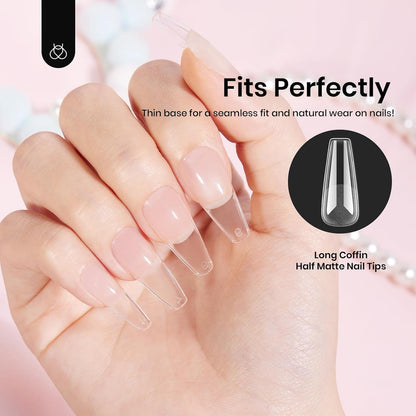 Beetles Soft Gel Nail Kit Almond Short 288pcs 12 Sizes Nail Tips with Glue