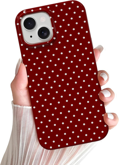 Yeddabox for iPhone 15 Case Cute Polka Dot Phone Case Soft TPU Slim Shockproof Phone Cover for Women Girls, Blue