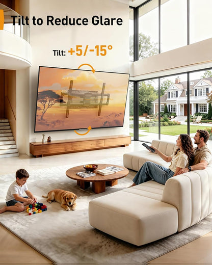 Perlegear Full Motion TV Wall Mount with Power Strip for 60–120 Inch TVs
