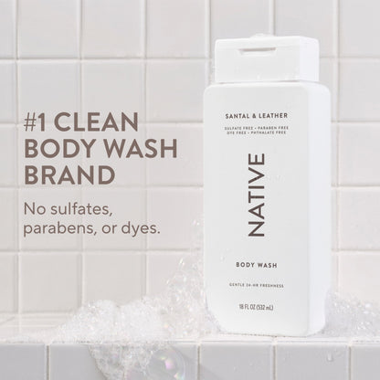 Native Clean Body Wash for Women & Men, Powder & Cotton Scent, 18 fl oz