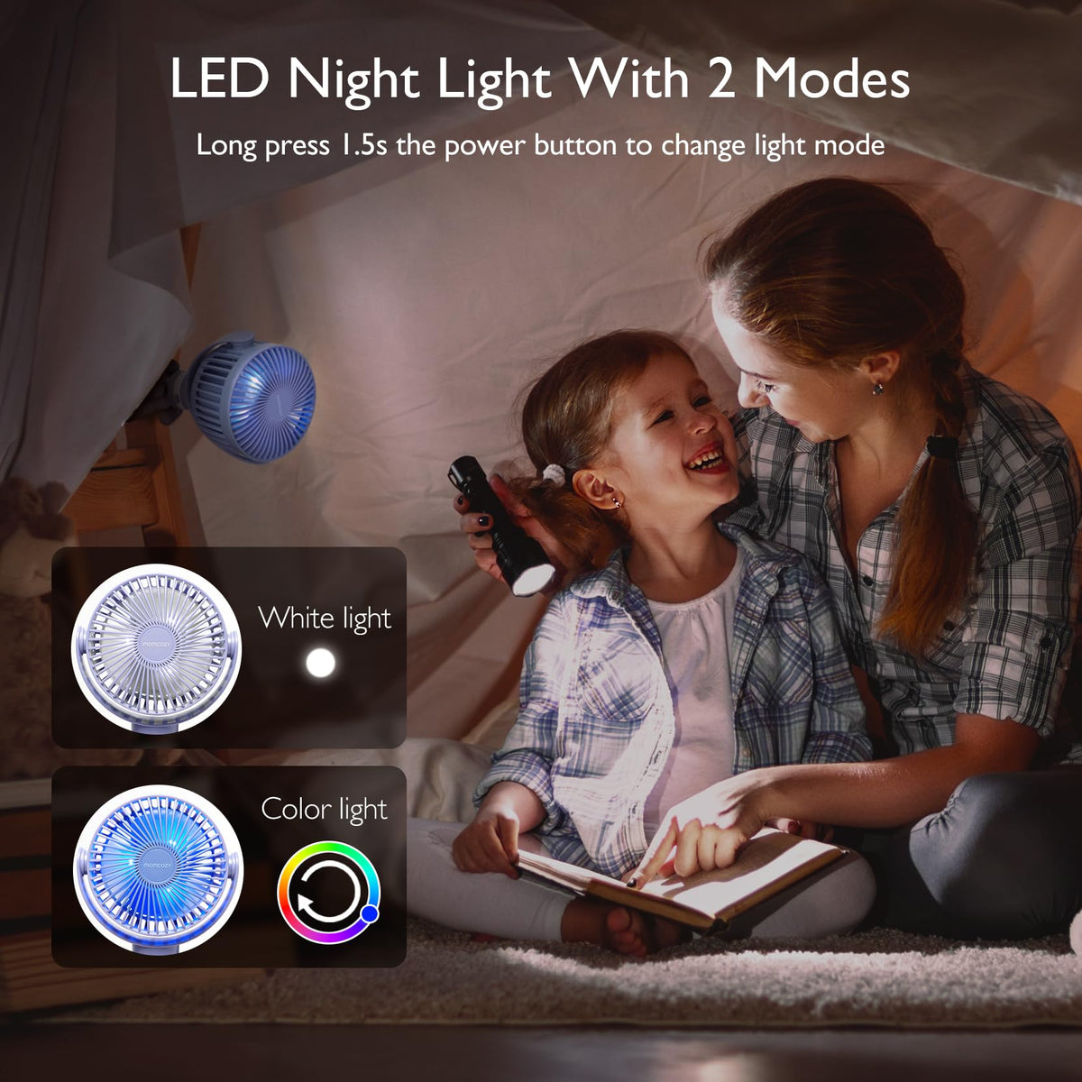 Momcozy 8000mAh Portable Stroller Fan | 27H Ultra-long Battery Life
