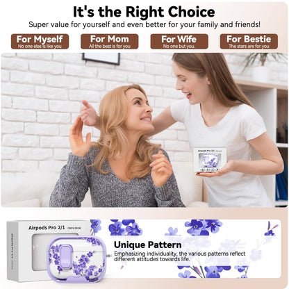 for AirPods Pro 2nd/1st Case (2023-2019)-Purple Bell Flower