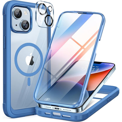 Miracase for iPhone 17e Case & iPhone 16e Case, Full-Body Phone with Built-in Glass Screen Protector, [Magnetic with MagSafe] Military Drop Proof 17 E/ 16 E Cover Bumper 6.1 inch, Black