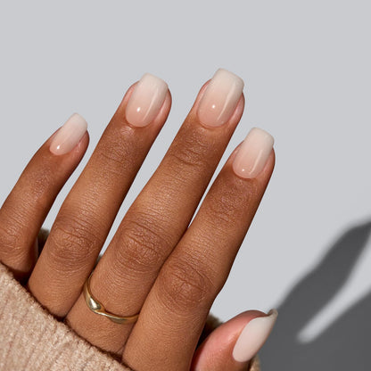 BTArtbox Press On Nails, Short Almond French Tip Nails, 32Pcs Full Kit