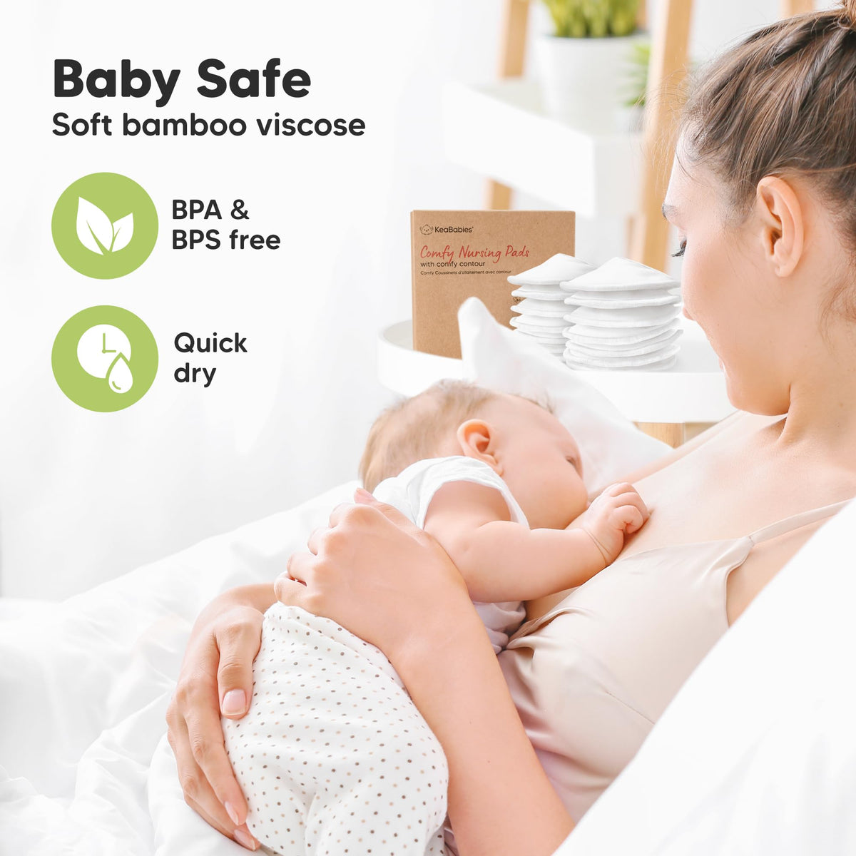 Organic Nursing Pads, 14 Washable Breast Pads,Wash Bag (Neutrals, XL 5.6")
