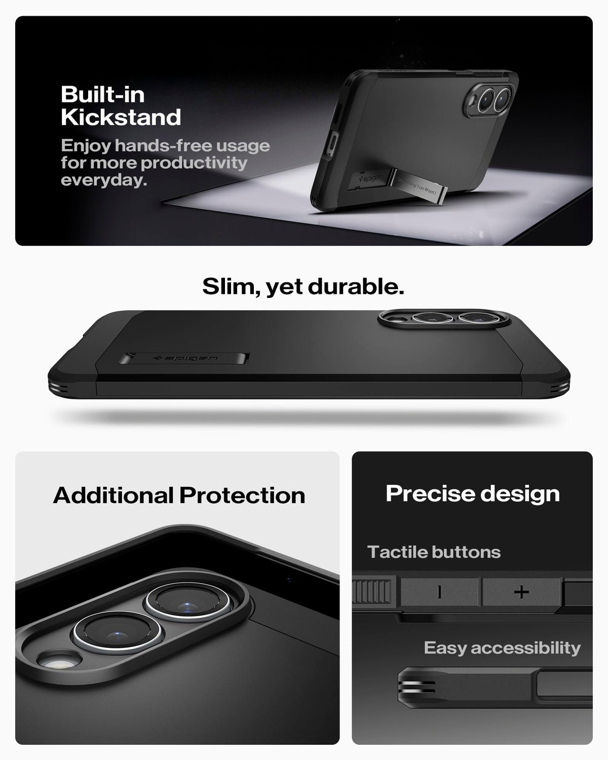Spigen for Galaxy S26 Case, Tough Armor MagFit [Kickstand] [Compatible with MagSafe] [Military-Grade Protection] - Black