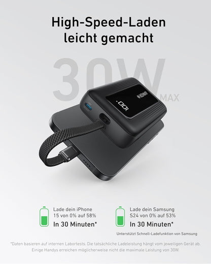 Anker Power Bank,10,000mAh 30W with USB-C Travel Essential Portable Charger