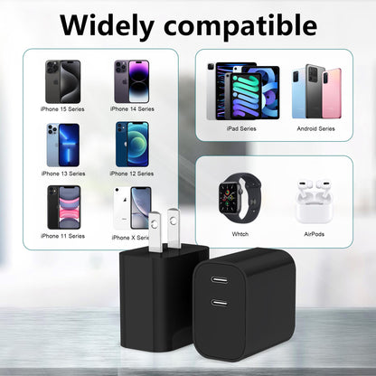 USB C Charger Block 3 Pack, Dual Port 20W Fast Wall Plug