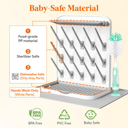 Lifewit 10-Hooks Baby Bottle Drying Rack for Countertop, BPA Free