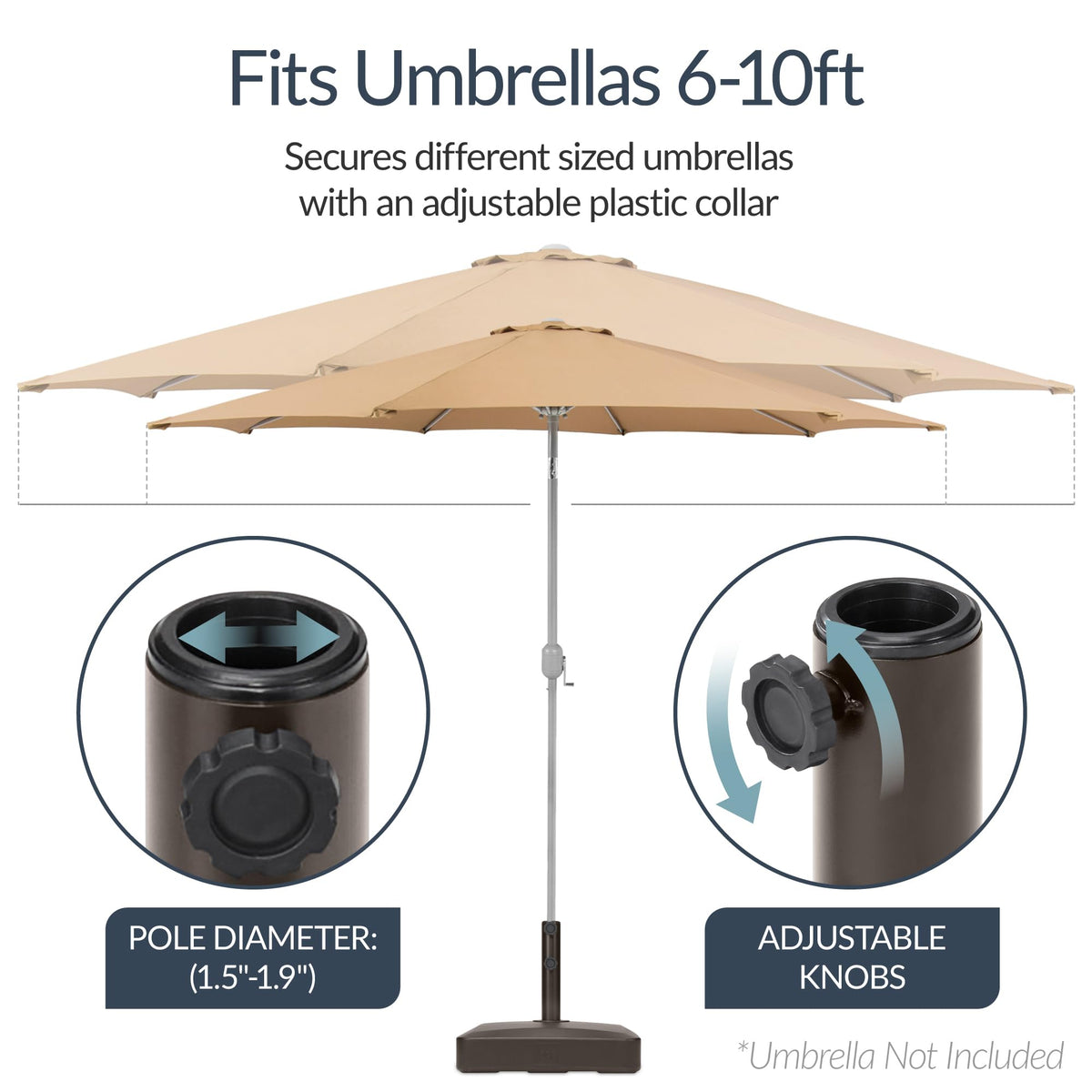 Best Choice Products Fillable Umbrella Base Stand Round Sunburst Plastic Patio Umbrella Base Stand, Pole Holder for Outdoor, Lawn w/ 55lbs Weight Capacity, Adjustment Knob