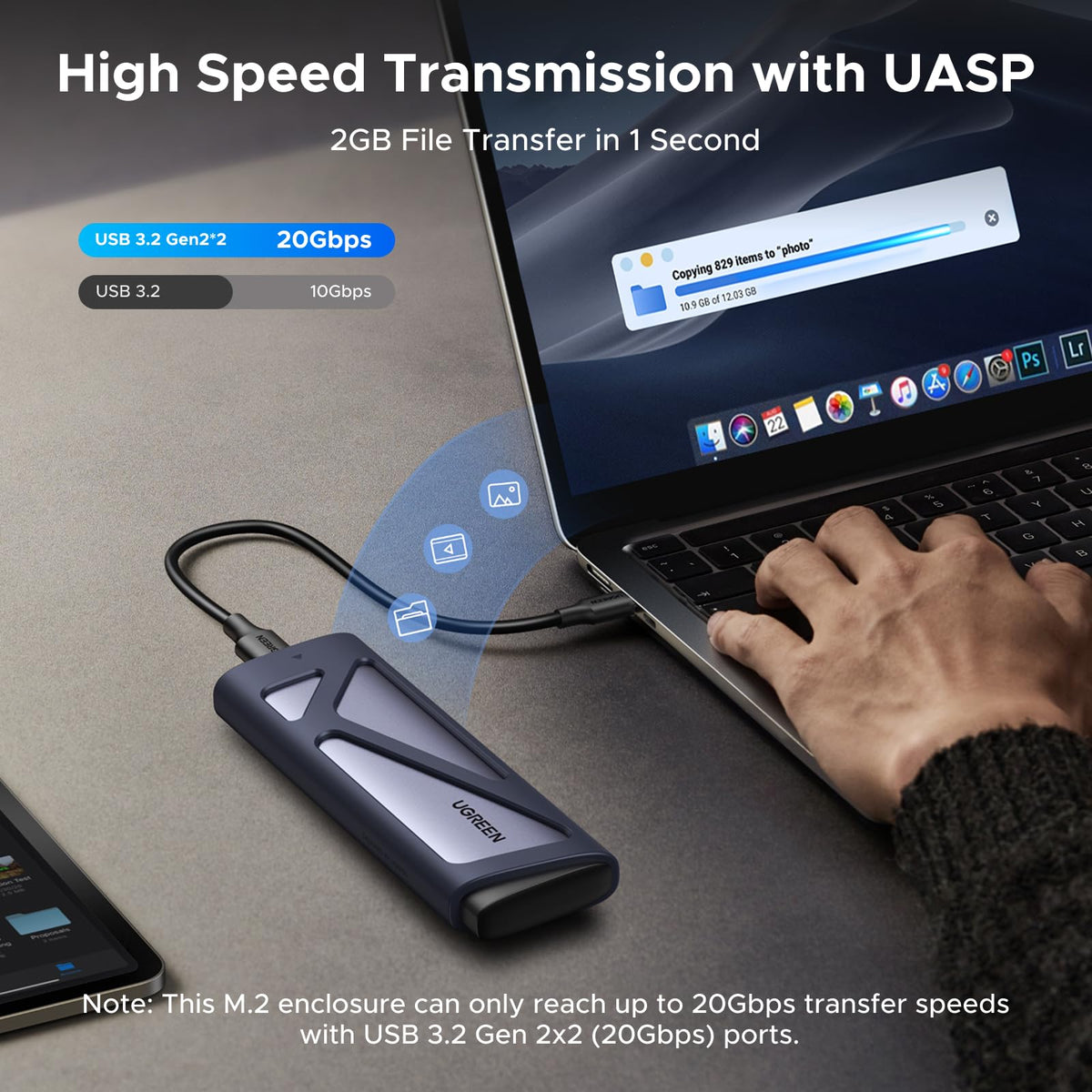 UGREEN USB-C M.2 NVMe SSD Enclosure, 10Gbps