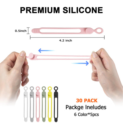 Silicone Cable Ties, Cord Organizer Cable Management,2Sizes-Grey