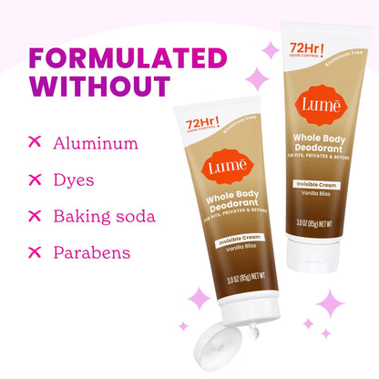 Lume Whole Body Deodorant - Cream Tube - 3 oz, 2 pk (Soft Powder)