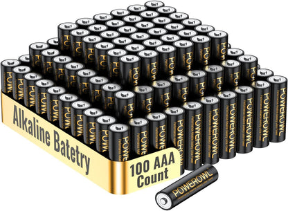 POWEROWL AAA Batteries 100 Pack - Alkaline 1.5v - High-Capacity Long Lasting Triple A Battery, 10-Year Shelf Life