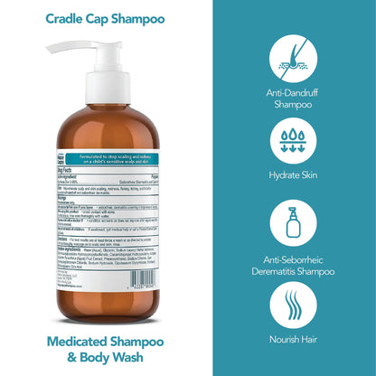 Happy Cappy Medicated Shampoo and Body Wash with Beanie Brush - 2 Pieces