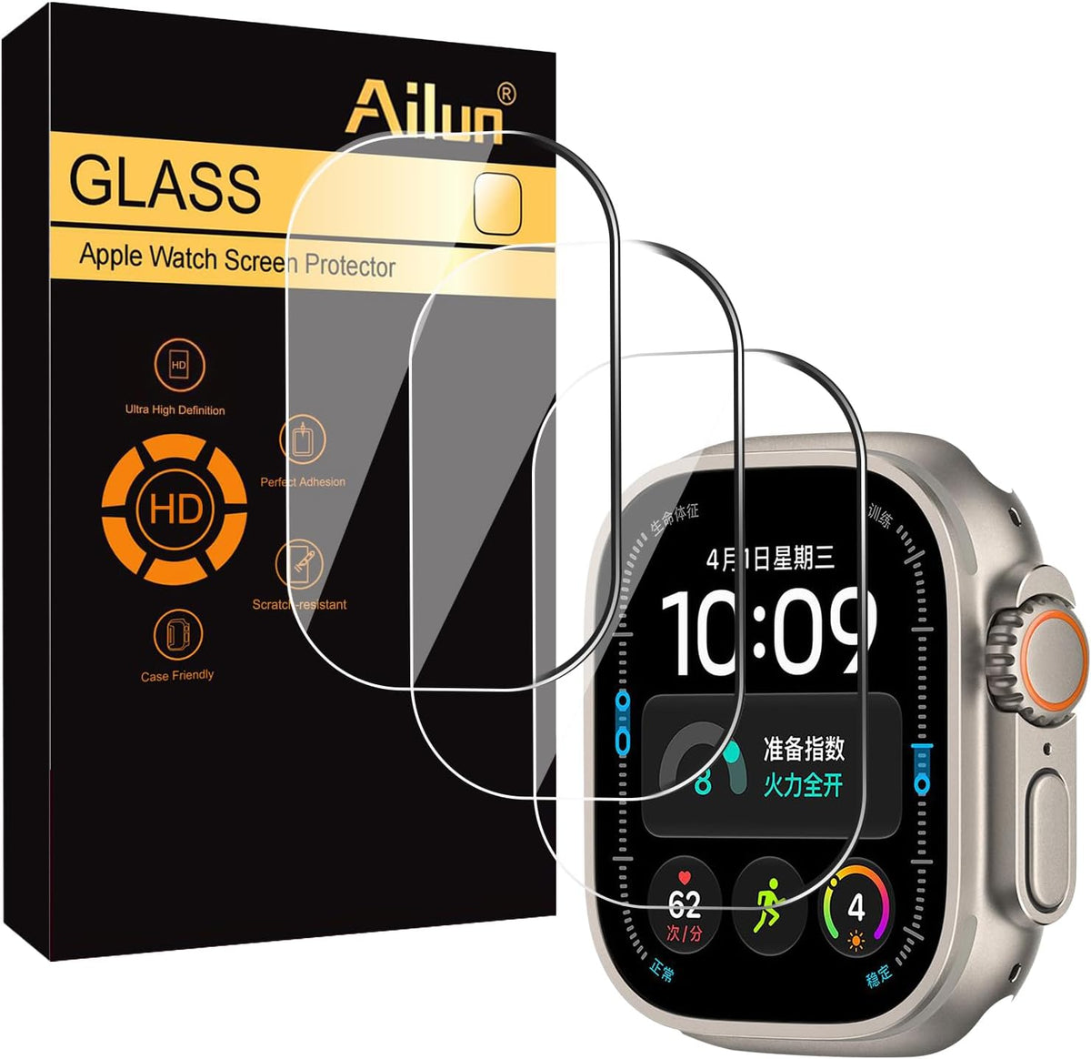 Ailun 3 Pack Screen Protector for Apple Watch Ultra 4/3/2/Ultra [Clear]