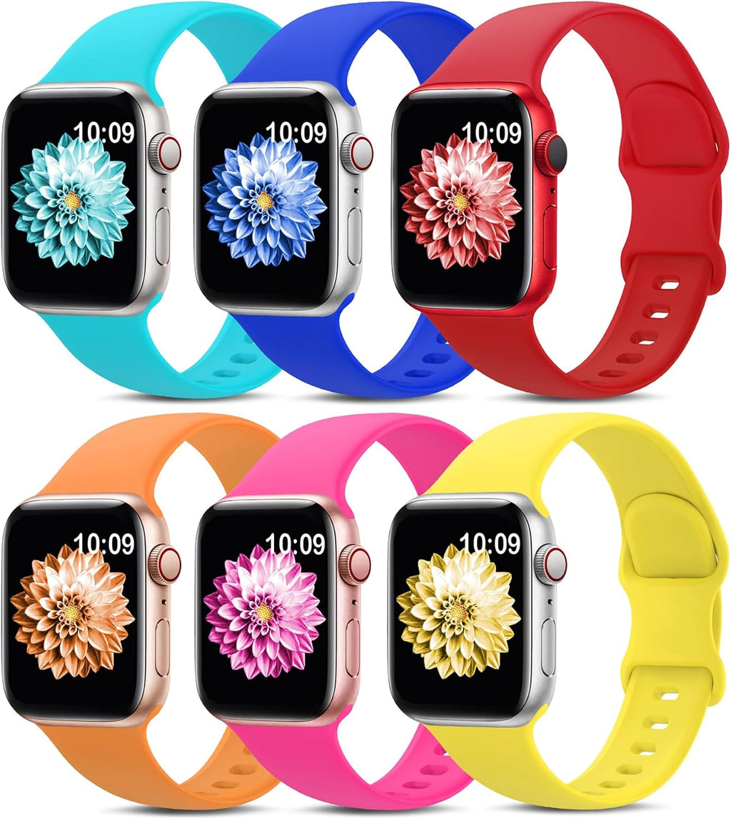 6 Pack Sport Silicone Bands Compatible with Apple Watch Band for Women Men